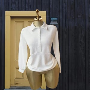 Women Rib Collar Neck Sweatshirt