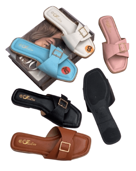 Bella Luxe Buckle Slide Sandals - Image 2