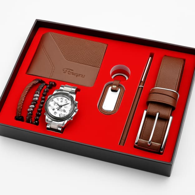 Men's Premium Leather Gift Set – 6-in-1 Accessories Collection
