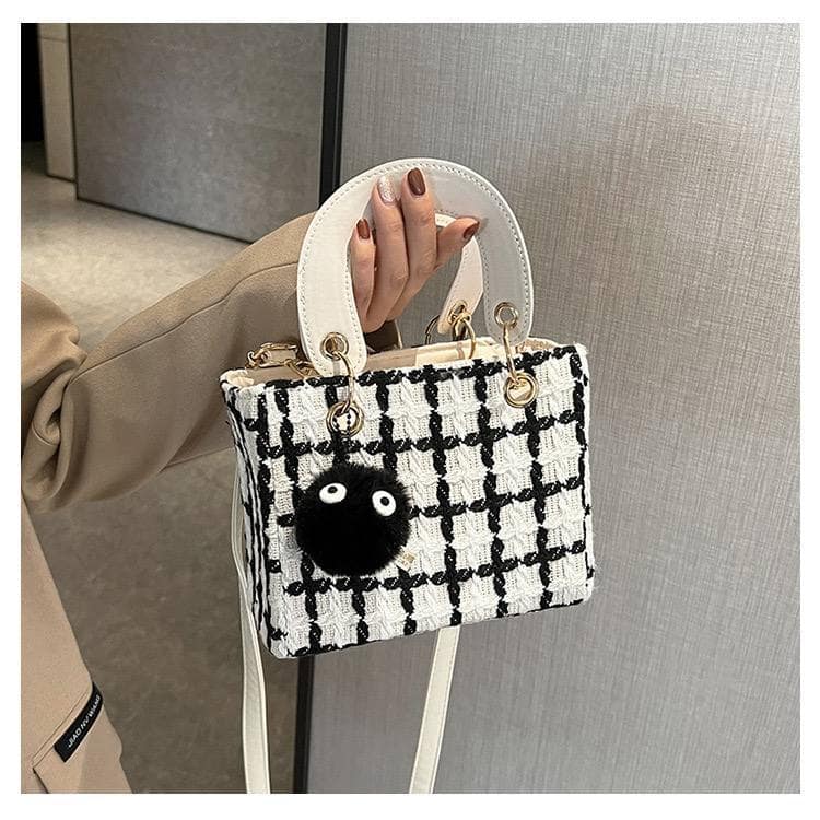 Plaid Tweed Top Mini Handle Bag - Image 2