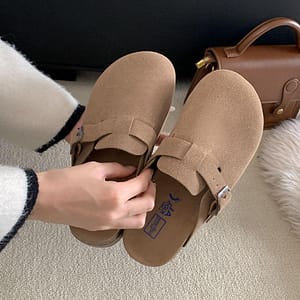 Classic Suede Buckle Clogs