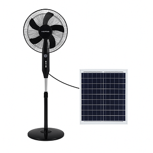 KEPSS 16-Inch Solar Rechargeable Standing Fan with Solar Panel