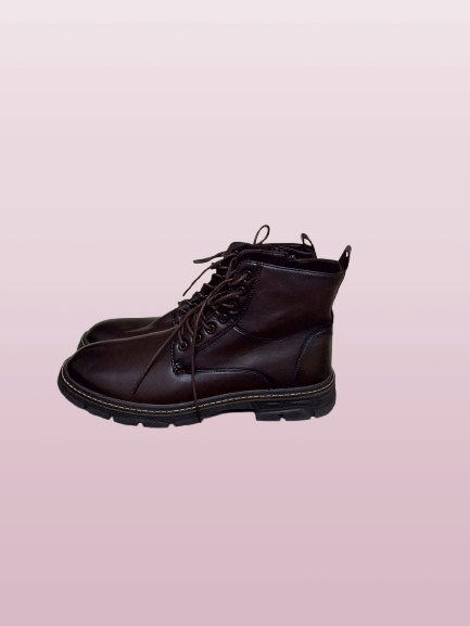 Men’s Brown Leather Combat Boots - Image 4